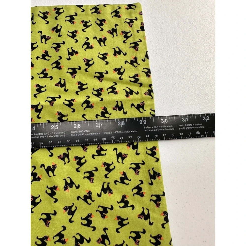 Handmade Halloween Themed Pillowcase Black Cat‎ Pattern Orange Trim 30x18 Case